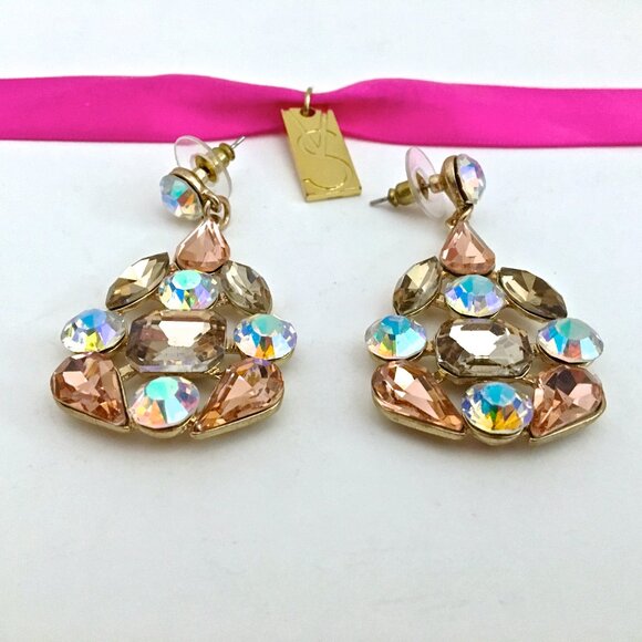 Rhinestone Necklace Pierced Dangle Earrings NEW from Greece - Picture 8 of 14